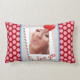 Polka Dot Persoonlijke Valentijnsdag Foto Kussen
