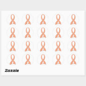 Polka dot perzikkleurig lint endometriumkanker ronde sticker (Vel)