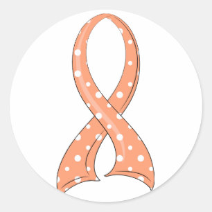 Polka dot perzikkleurig lint endometriumkanker ronde sticker