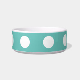Polka Dot Pet Bowl (Aqua & Wit) Voerbakje