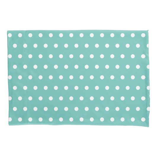 Polka Dot Pillowcase (Aqua & White) Kussensloop (Voorkant)