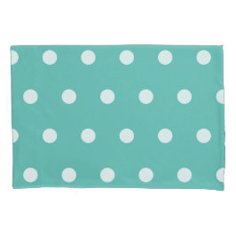 Polka Dot Pillowcase (Aqua & White) Kussensloop