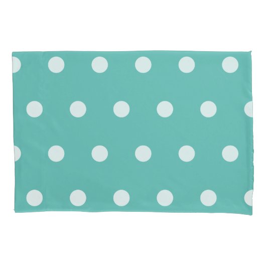 Polka Dot Pillowcase (Aqua & White) Kussensloop (Voorkant)