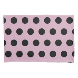 Polka Dot Pillowcase (roze en zwart) Kussensloop