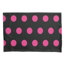 Polka Dot Pillowcase (zwart en neonroze) Kussensloop