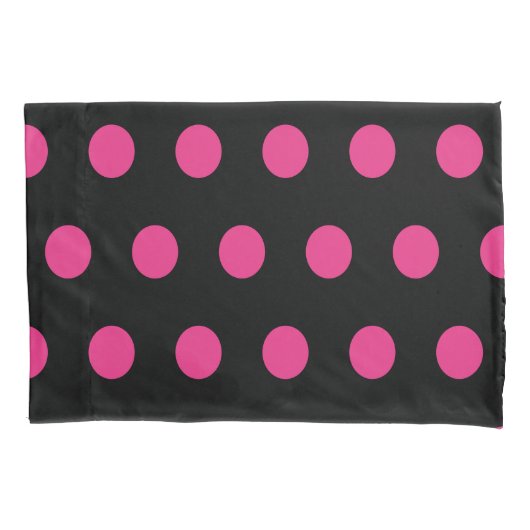 Polka Dot Pillowcase (zwart en neonroze) Kussensloop (Voorkant)