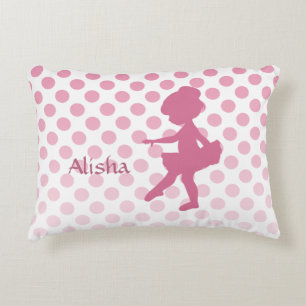 Polka Dot Pink Ballerina Gepersonaliseerd Accent Kussen