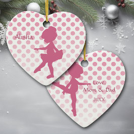 Polka Dot Pink Ballerina Keramisch Ornament