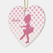 Polka Dot Pink Ballerina Keramisch Ornament (Links)