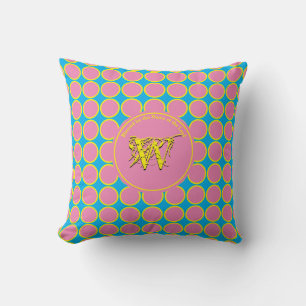 POLKA DOT Pink Blue Gepersonaliseerd Monogram scri Kussen