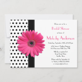 Polka Dot Pink Daisy Bridal Shower Kaart