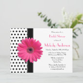 Polka Dot Pink Daisy Bridal Shower Kaart (Staand voorkant)
