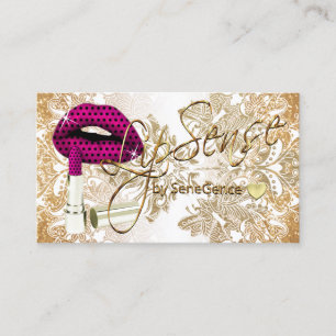 Polka Dot Pink Lips and Gold Visitekaartje
