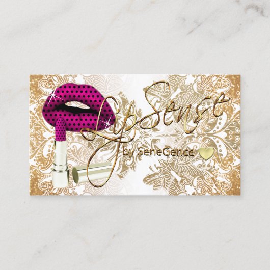Polka Dot Pink Lips and Gold Visitekaartje (Voorkant)