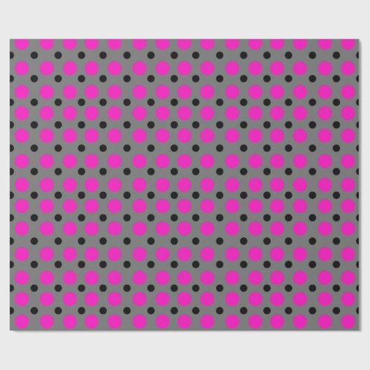 Polka Dot Pink op grijs Cadeaupapier (Vlak)