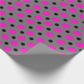 Polka Dot Pink op grijs Cadeaupapier (Hoek)