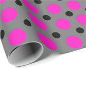 Polka Dot Pink op grijs Cadeaupapier (Rol Hoek)