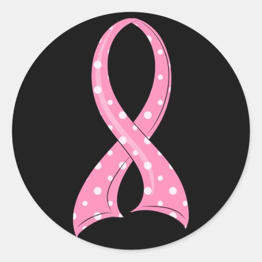 Polka Dot Pink Ribbon borstkanker Ronde Sticker (Voorkant)