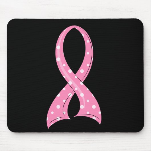 Polka Dot Pink Ribbon Breast Cancer Muismat (Voorkant)