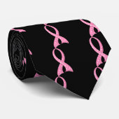 Polka Dot Pink Ribbon Breast Cancer Stropdas (Opgerold)