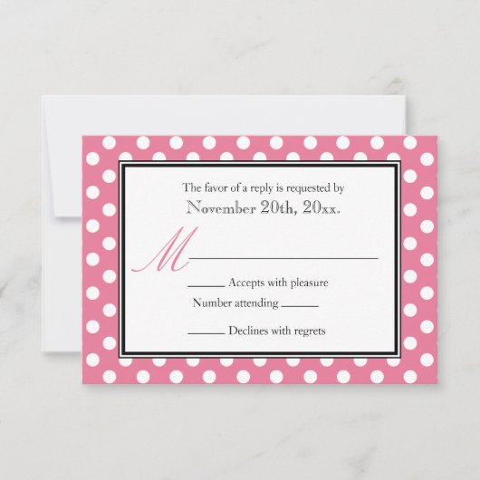 Polka Dot Pink & White RSVP Antwoord Kaarten (Voorkant)