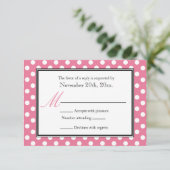 Polka Dot Pink & White RSVP Antwoord Kaarten (Staand voorkant)