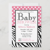 Polka Dot Pink & Zebra Print Baby shower Kaart (Voorkant)