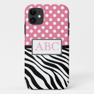 Polka Dot Pink & Zebra Print iPhone 5 Hoesje