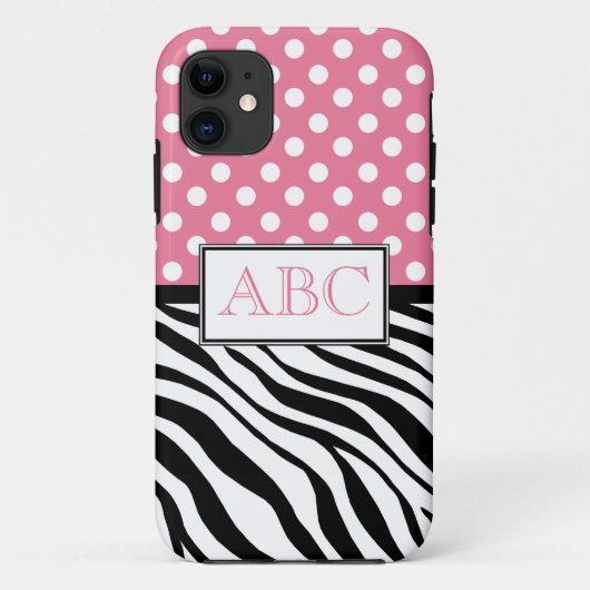 Polka Dot Pink & Zebra Print iPhone 5 Hoesje (Achterkant)