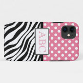 Polka Dot Pink & Zebra Print iPhone 5 Hoesje (Achterkant (horizontaal))
