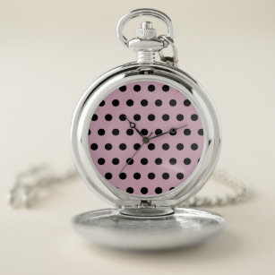 Polka Dot Pocket Watch (roze en zwart) Zakhorloge