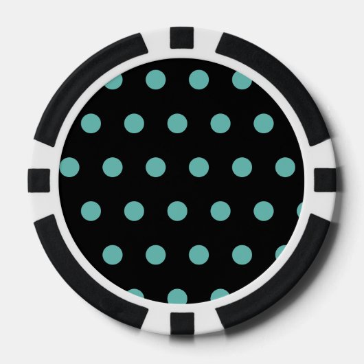 Polka Dot Poker Chips (Zwart & Aqua) (Voorkant)