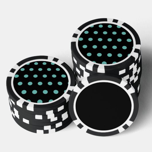 Polka Dot Poker Chips (Zwart & Aqua) (Opstapeling)