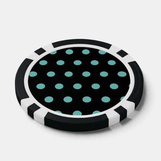Polka Dot Poker Chips (Zwart & Aqua) (Enkel)