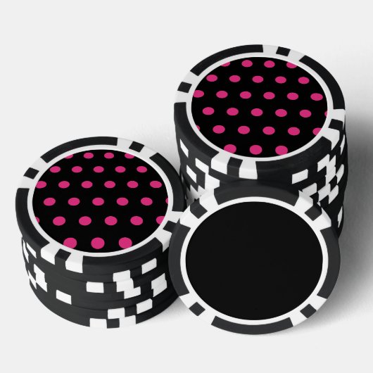 Polka Dot Poker Chips (Zwart & Neon Roze) (Opstapeling)