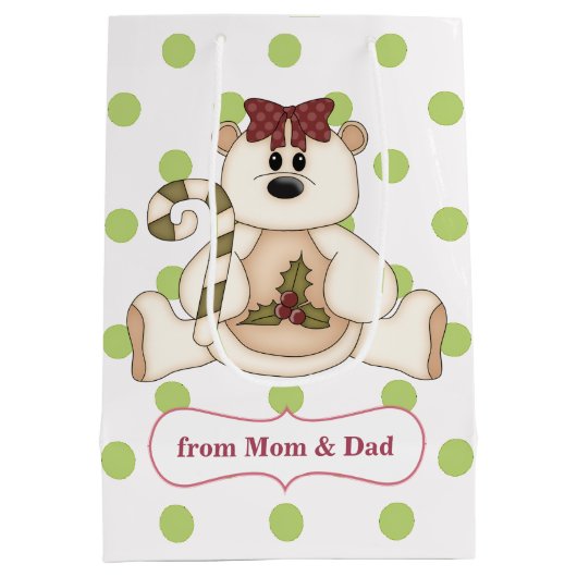 Polka Dot Polar Beer op persoonlijke kerstmis Medium Cadeauzakje (Achterkant)