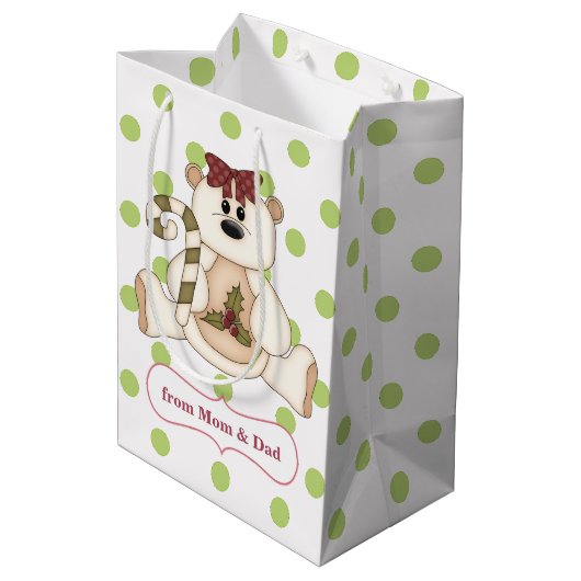 Polka Dot Polar Beer op persoonlijke kerstmis Medium Cadeauzakje (Achterkant Gekanteld)