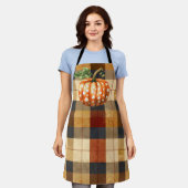 Polka dot pompoen plaid schort (Gedragen)