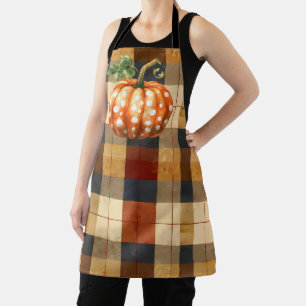 Polka dot pompoen plaid schort