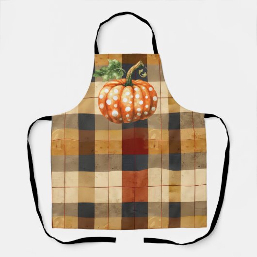 Polka dot pompoen plaid schort (Voorkant)