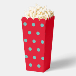 Polka Dot Popcorn Box (Rood & Aqua) Bedankdoosjes