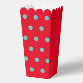 Polka Dot Popcorn Box (Rood & Aqua) Bedankdoosjes
