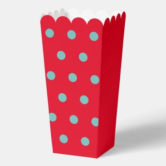Polka Dot Popcorn Box (Rood & Aqua) Bedankdoosjes (Voorkant)