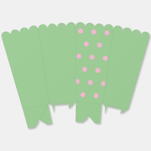 Polka Dot Popcorn Doos (Sage Green & Pastel Pink) Bedankdoosjes (Ongevouwen)