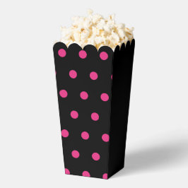 Polka Dot Popcorn Doos (Zwart & Neon Roze) Bedankdoosjes
