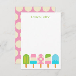 Polka Dot Popsicles Flat Note-kaarten Bedankkaart