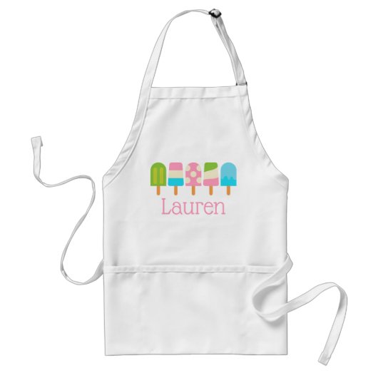 Polka Dot Popsicles gepersonaliseerd Apron Standaard Schort (Voorkant)