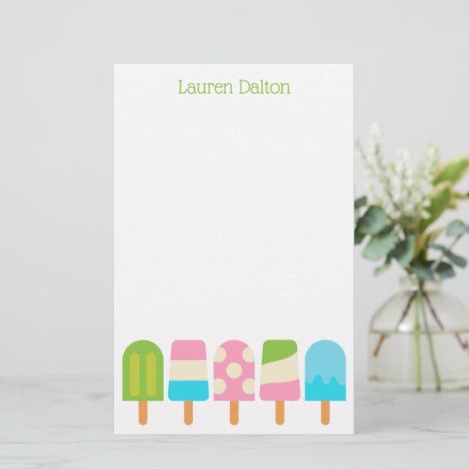 Polka Dot Popsicles Gepersonaliseerd briefpapier (Staand voorkant)