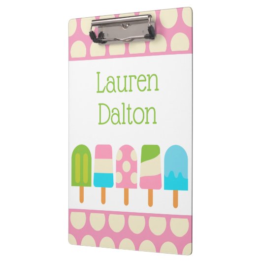 Polka Dot Popsicles Gepersonaliseerd Klembord (Links)