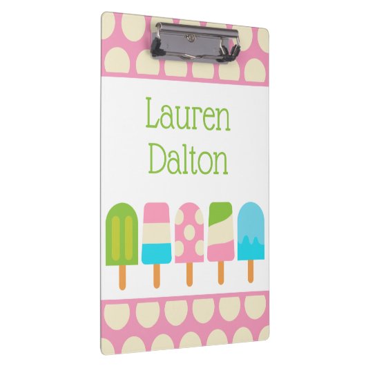 Polka Dot Popsicles Gepersonaliseerd Klembord (Rechts)